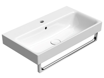 NUBES 70X40 - Wall-mounted rectangular ceramic washbasin with towel rail by GSI ceramica - view 2